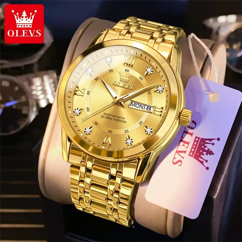 Elegant Stainless Steel Quartz Watch with Luminous Display