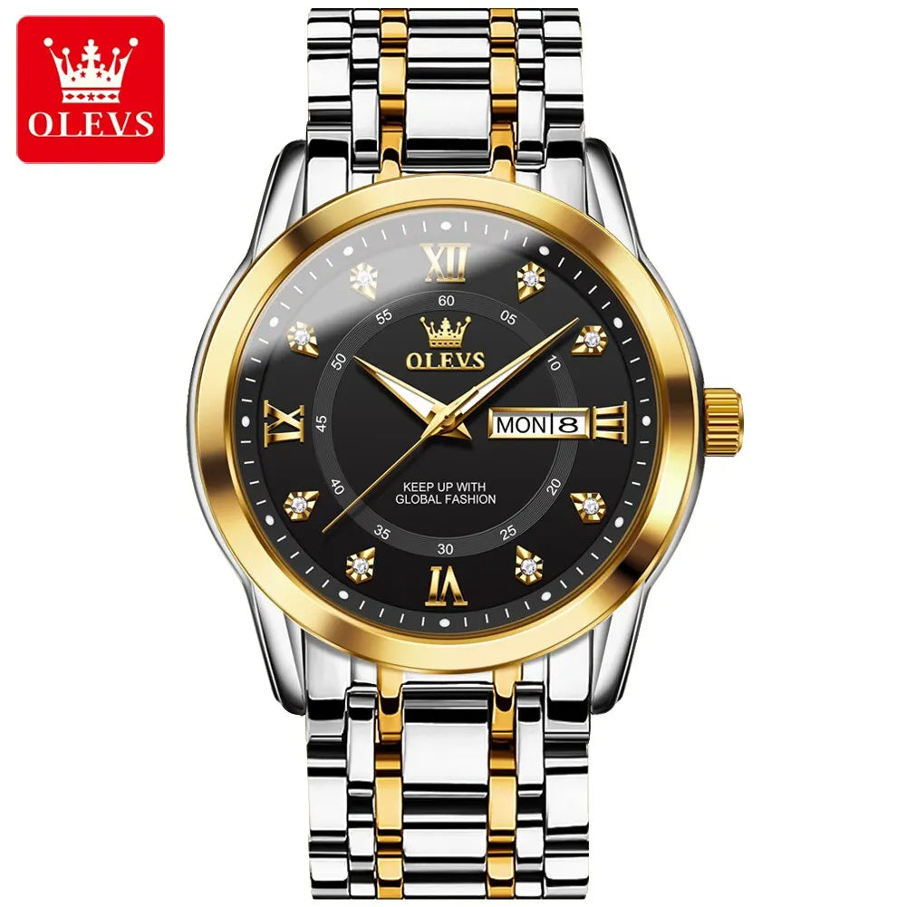 Elegant Stainless Steel Quartz Watch with Luminous Display