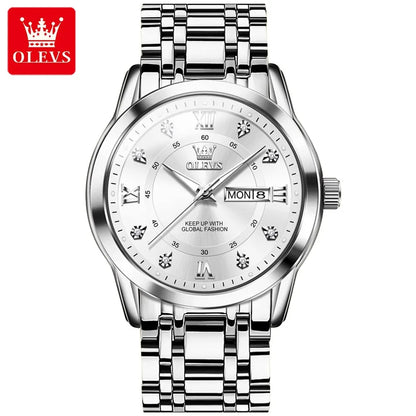 Elegant Stainless Steel Quartz Watch with Luminous Display